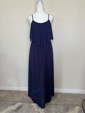 Xhilaration Navy Layered Spaghetti-Strap Maxi Dress